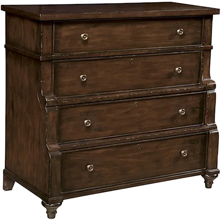 Tiered Media Chest with Top Drop-Front Drawer & Cedar-Lined Bottom Drawer